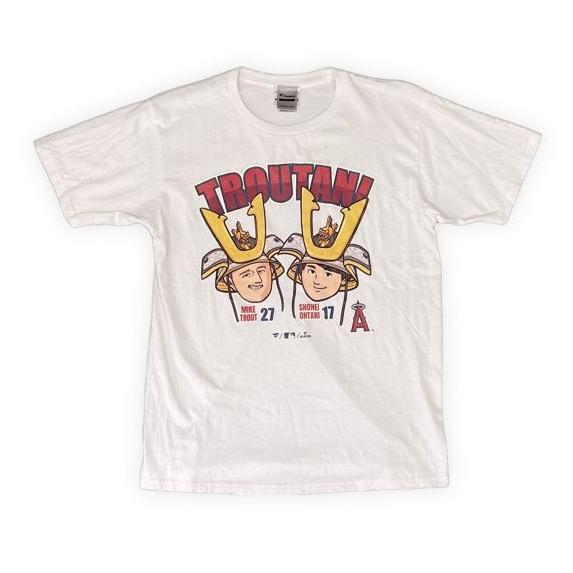 Fanatics MLB ロサンゼルスエンゼルス マイクトラウト 大谷翔平 トラウタニ TROUTANI Tシャツ 白 ホワイト L [l-0708] | MLB