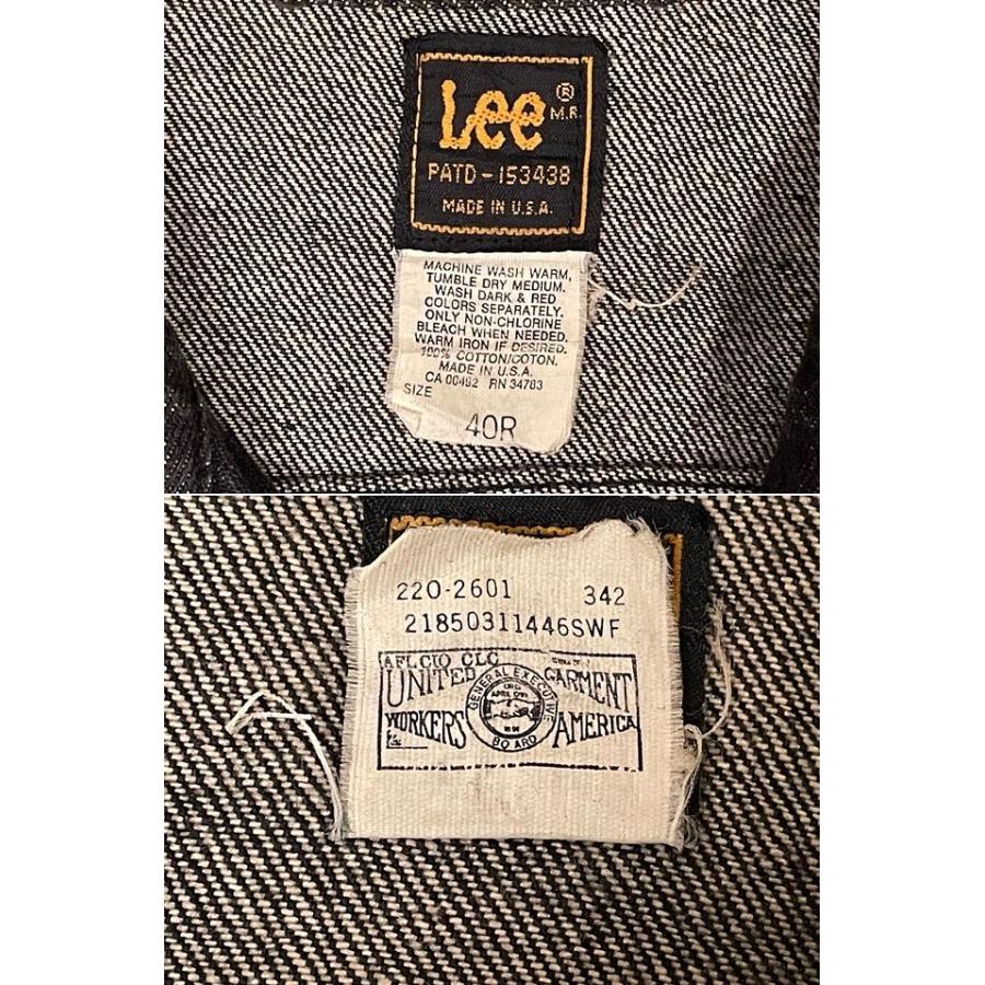 80's 米国製 状態良 MADE IN USA リー Lee ビンテージ デニムジャケット ジージャン 220-2601 黒 先染めブラック 40 REG 身幅54 [i-0043] | Lee | 02