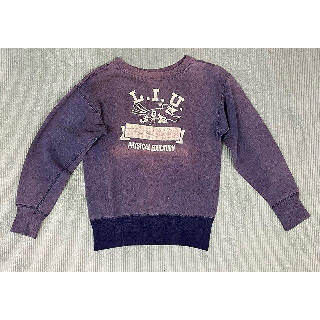 50's 60's ビンテージ スウェット L.I.U 4段 セットインスリーブ ツートン リブ長 ネイビー フェード ナス紺 肩幅50 身幅47   [i-0076] | VINTAGE | 05