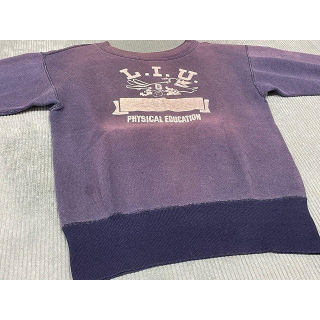 50's 60's ビンテージ スウェット L.I.U 4段 セットインスリーブ ツートン リブ長 ネイビー フェード ナス紺 肩幅50 身幅47   [i-0076] | VINTAGE | 02