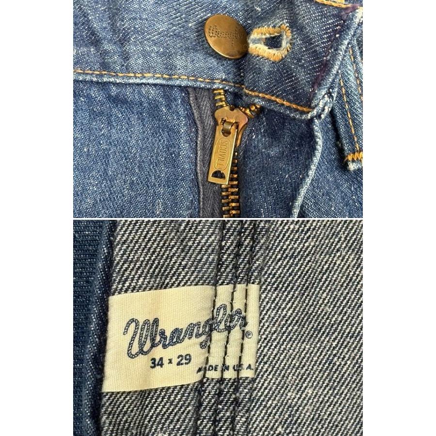 70's 米国製 白タグ ラングラー Wrangler ビンテージ デニムパンツ 13MWZ 左綾 インディゴ 表記W34L29 実寸W82L70 [i-0128] | Wrangler | 02