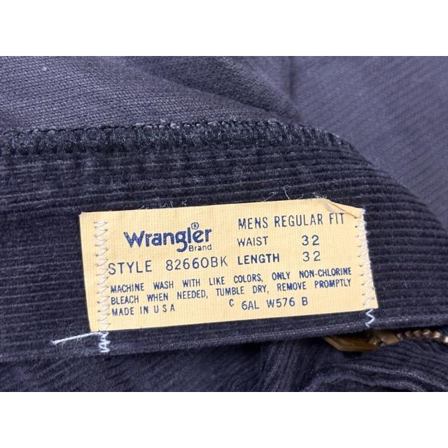80's 米国製 ラングラー Wrangler 82660BK ビンテージ コーデュロイ パンツ ブラック 黒 表記W32L32 実寸W80L74 [i-0133] | Wrangler | 02