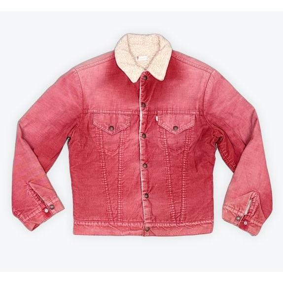 70's 米国製 リーバイス LEVI'S ビンテージ コーデュロイ ジャケット ボア 70506-1583 バーガンディレッド フェード 赤 M 身幅57 [i-0134] | Levi's