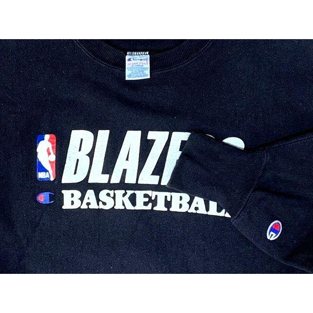 90s USA製 Champion リバースウィーブ NBA BLAZERS 黒 90's Champion Reverse Weave Parka NBA 