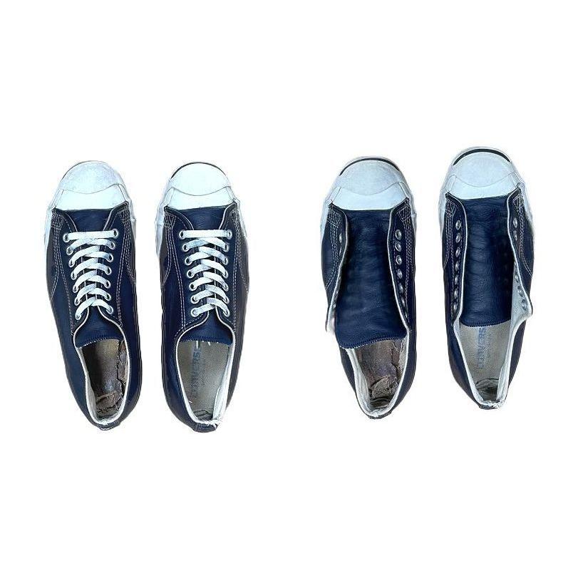 90's 米国製 雰囲気あり ビンテージ コンバース ジャックパーセル CONVERSE JACK PURCELL ネイビーレザー 紺 サイズ26.5 [l-0046]｜highground｜02