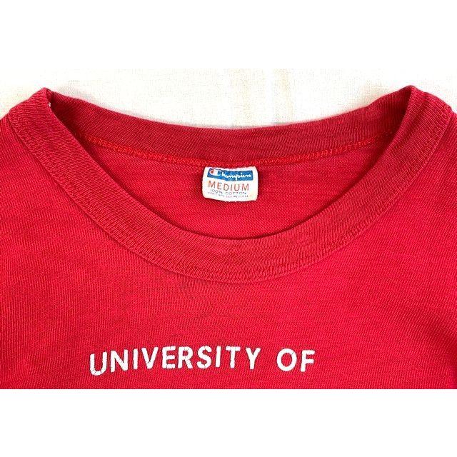 70'S 米国製 MADE IN USA バータグ チャンピオン Champion フットボール Tシャツ オコボジ大学 ナンバーリング レッド サイズM [l-0097]｜highground｜05