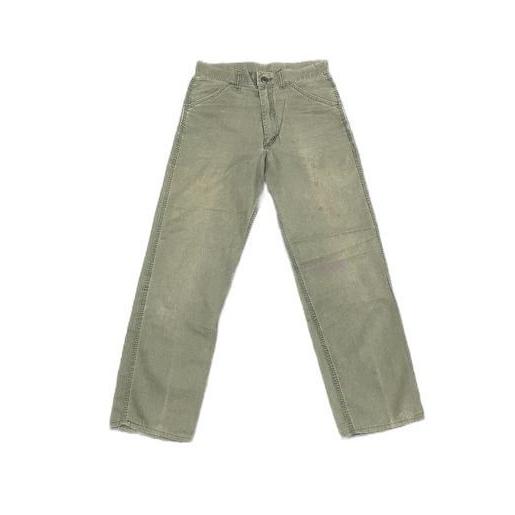 70's 80's 米国製 リー Lee トラウザー ベイカーパンツ IDEALジップ モスグリーン フェード 実寸W74 L75cm [l-0201]