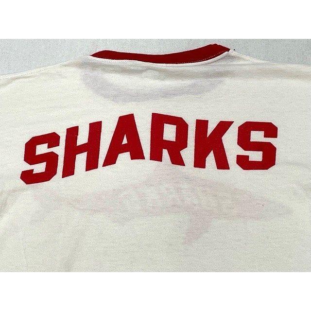 70'S 米国製 MADE IN USA バータグ チャンピオン Champion リングT リンガーTシャツ SHARKS 両面 染み込み