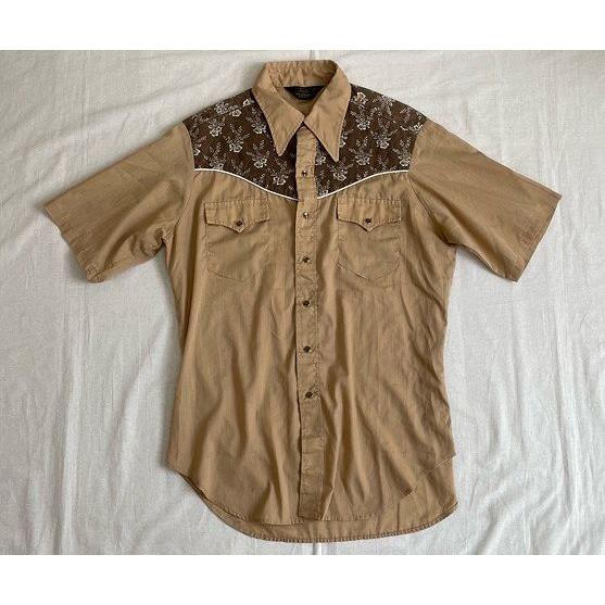 70's シアーズ Sears WESTERN WEAR ウエスタン シャツ 半袖 花柄