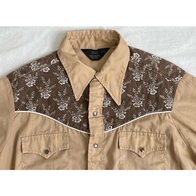 70's シアーズ Sears WESTERN WEAR ウエスタン シャツ 半袖 花柄