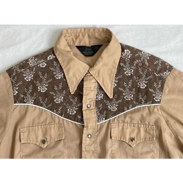 70's シアーズ Sears WESTERN WEAR ウエスタン シャツ 半袖 花柄 