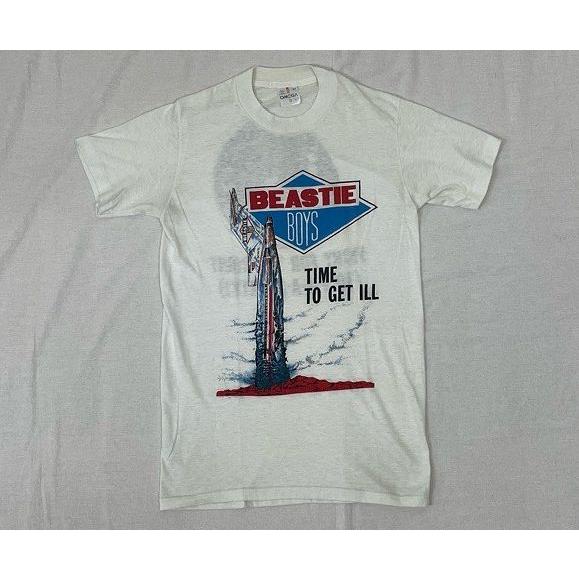 80's ビンテージ バンドT ビースティボーイズ BEASTIE BOYS Tシャツ TIME TO GET ILL / FIGHT FOR THE RIGHT 両面 OMEGAボディ M  [l-0455]｜highground｜02