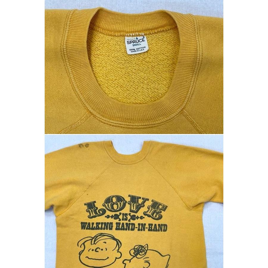 60's 米国製 スプリュース mayo SPRUCE ビンテージ スウェット スヌーピー LINUS & SALLY ワンピース イエロー サイズS  [l-0520]