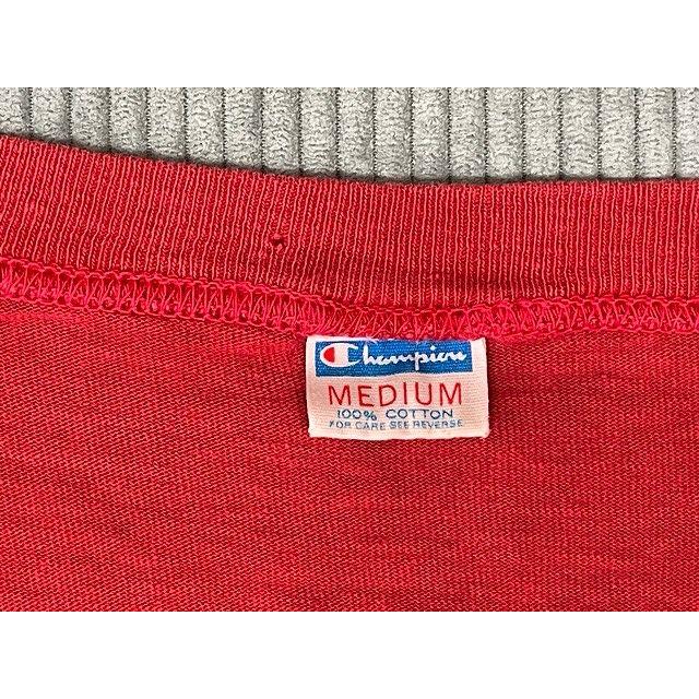 70s チャンピオン バータグ 綿100 フットボール Tシャツ M 赤 Champion - 【CHAMPION】70s バータグ プリント半袖Tシャツの通販 by