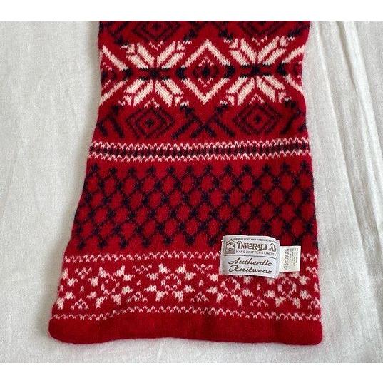 スコットランド製 インバーアラン INVERALLAN スカーフ ウールマフラー ノルディック柄 レッド 幅19 全長165cm [l-2330] | INVERALLAN | 02