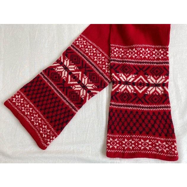 スコットランド製 インバーアラン INVERALLAN スカーフ ウールマフラー ノルディック柄 レッド 幅19 全長165cm [l-2330] | INVERALLAN | 08