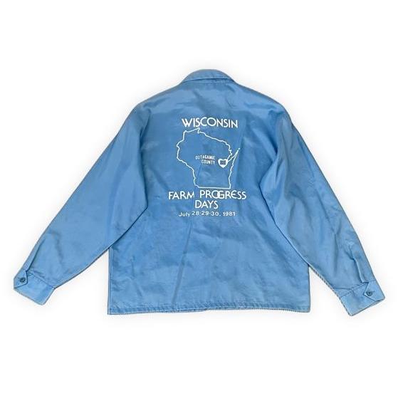 80's 米国製 MADE IN USA Pla-Jac by Dunbrooke ビンテージ ナイロン コーチジャケット WISCONSIN ブルー L [la-1253] | VINTAGE