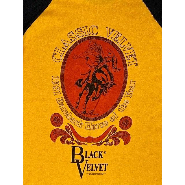 80's デッドストック 米国製 UNKNOWN RN51437 ビンテージ ラグランTシャツ ロデオ BLACK VELVET M [la-1458] | MADE IN USA | 07