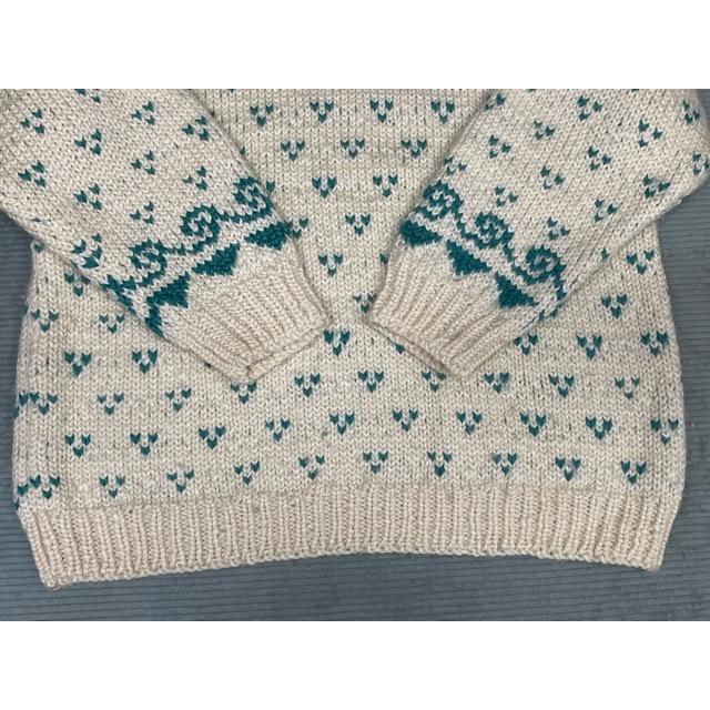 VINTAGE ビンテージ ローゲージニット ハンドニット スノーパターン 雪 