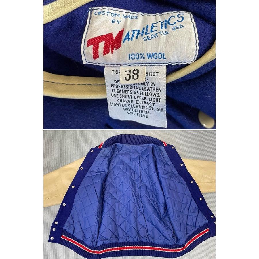 80's 90's 米国製 TM ATHLETICS スタジャン アワードジャケット 袖レザー ショールカラー ウール針抜きリブ 38 [la-1510] | VINTAGE | 02