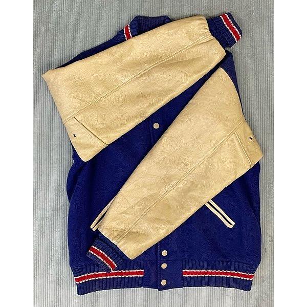 80's 90's 米国製 TM ATHLETICS スタジャン アワードジャケット 袖レザー ショールカラー ウール針抜きリブ 38 [la-1510] | VINTAGE | 08