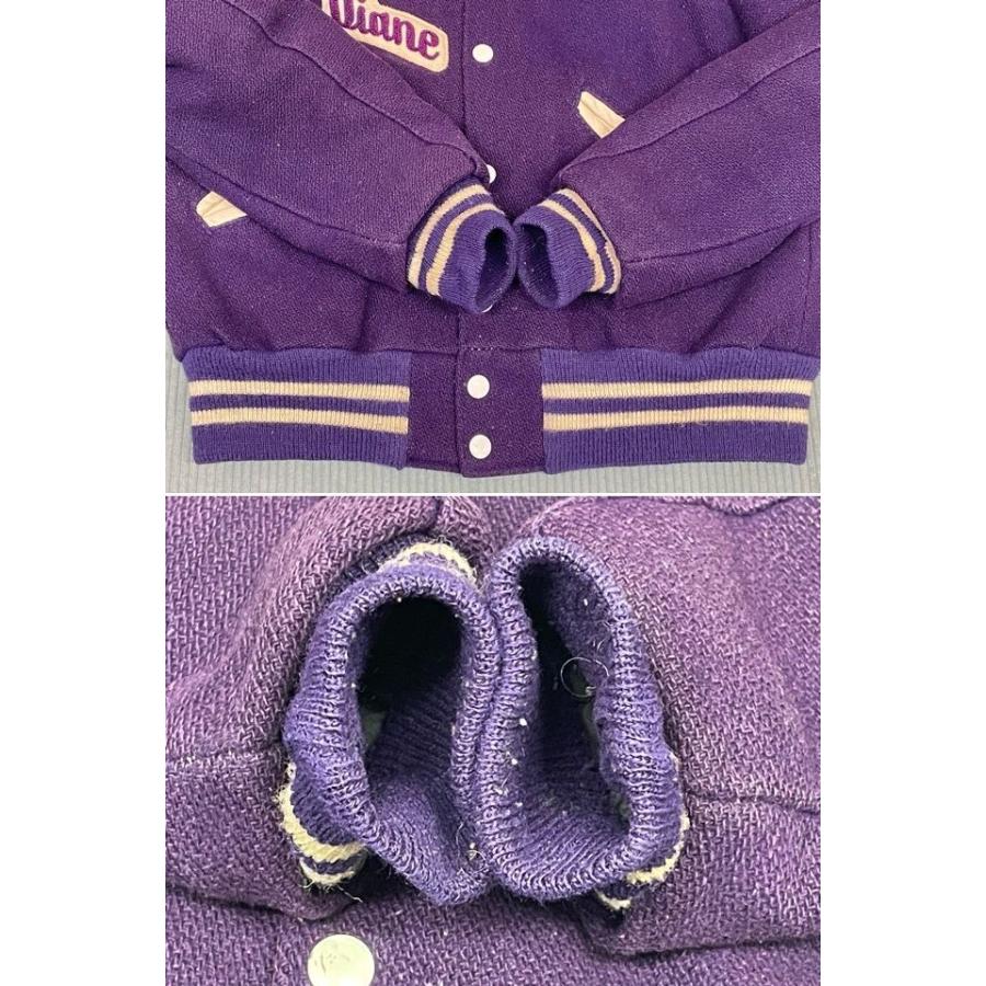 80's 米国製 MADE IN USA デロング DeLONG ビンテージ スタジャン アワードジャケット メルトン インディアン 紫 34 [la-1555] | DeLong | 04