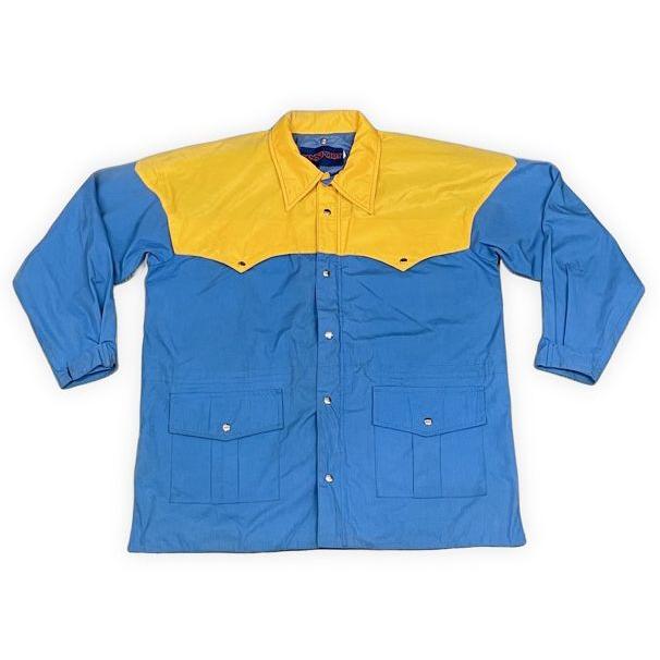 80’s JANSPORT ジャンスポーツ マウンテンパーカー ブルー イエロー 切り替え ジップ破損 XL [la-1565] | JANSPORT