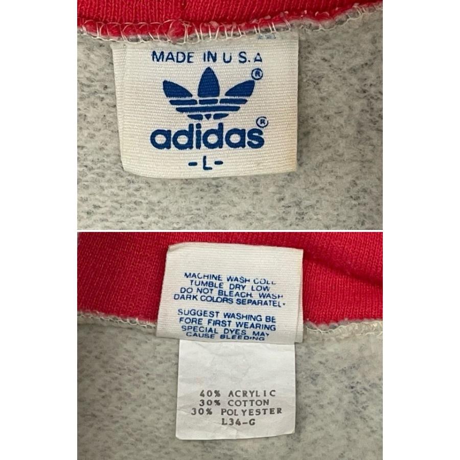 80's 米国製 ビンテージ アディダス adidas スウェット プルオーバー パーカー フーディ ハーフスナップ ウィメンズL 身幅50  [la-1647] | adidas | 02
