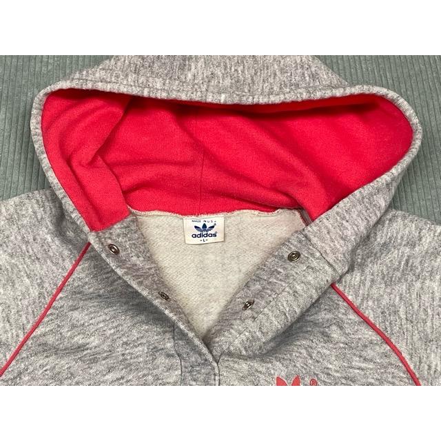 80's 米国製 ビンテージ アディダス adidas スウェット プルオーバー パーカー フーディ ハーフスナップ ウィメンズL 身幅50  [la-1647] | adidas | 04