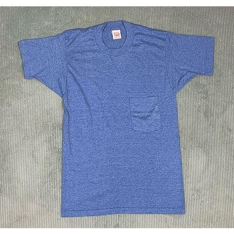 ミントコンデ 80's 米国製 RN18753 CINDERELLA KNTG MILLS INC POCKET T-SHIRT Tシャツ ポケット 無地 ソリッド ブルー 杢 M [la-1676] | MADE IN USA | 05