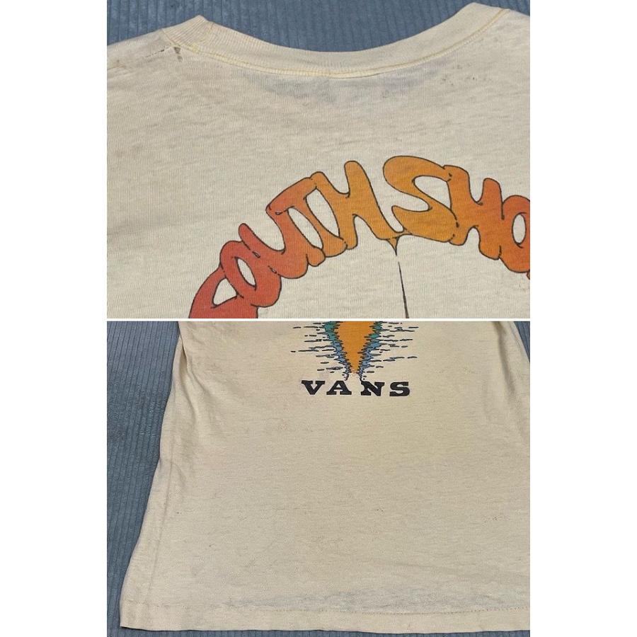 70's 米国製 HI CRU by STEDMAN ビンテージ Tシャツ 長袖 Vans バンズ SOUTH SHORE オールドスケート ボロ イエロー S [la-1690] | VANS | 03
