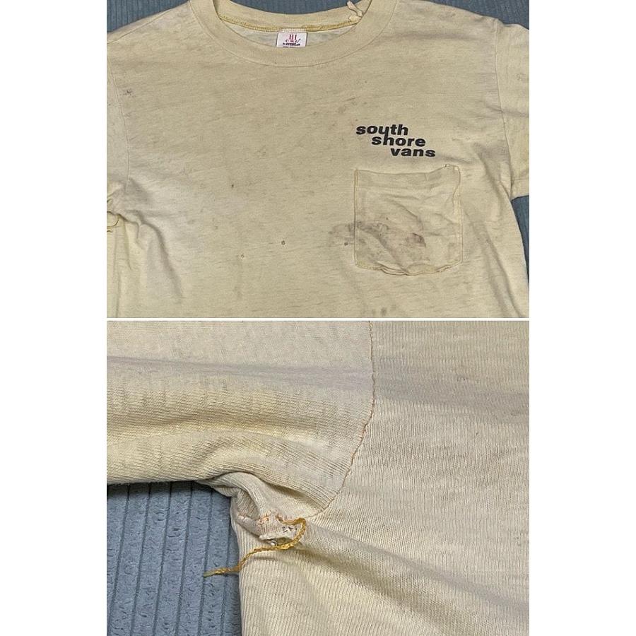 70's 米国製 HI CRU by STEDMAN ビンテージ Tシャツ 長袖 Vans バンズ SOUTH SHORE オールドスケート ボロ イエロー S [la-1690] | VANS | 08