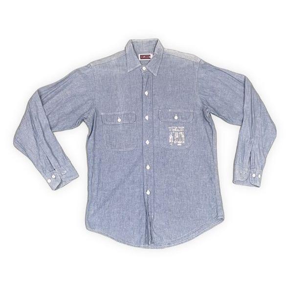 80's 米国製 ビッグマック BIG MAC JCPenney シャンブレー ワークシャツ 長袖 chambray Shirt 綿100% [la-1702] | BIG MAC