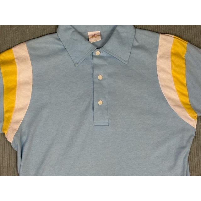 70’s 80's 米国製 ジャンセン Jantzen ビンテージ ポロシャツ レトロ 肩切り替え ライトブルー L [la-1806] | Jantzen | 01