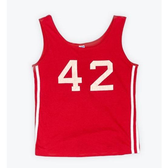 70’s 米国製 バータグ チャンピオン Champion ビンテージ タンクトップ ナンバー ライン レッド L [la-1915] | Champion