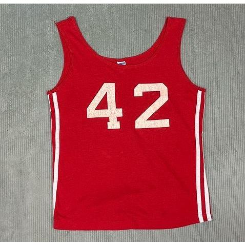 70’s 米国製 バータグ チャンピオン Champion ビンテージ タンクトップ ナンバー ライン レッド L [la-1915] | Champion | 04