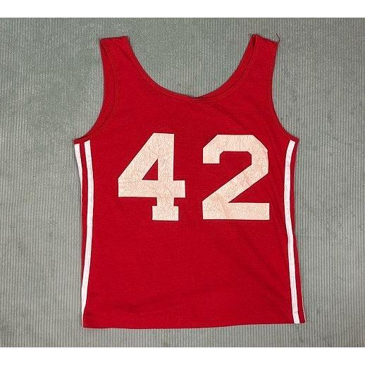 70’s 米国製 バータグ チャンピオン Champion ビンテージ タンクトップ ナンバー ライン レッド L [la-1915] | Champion | 05
