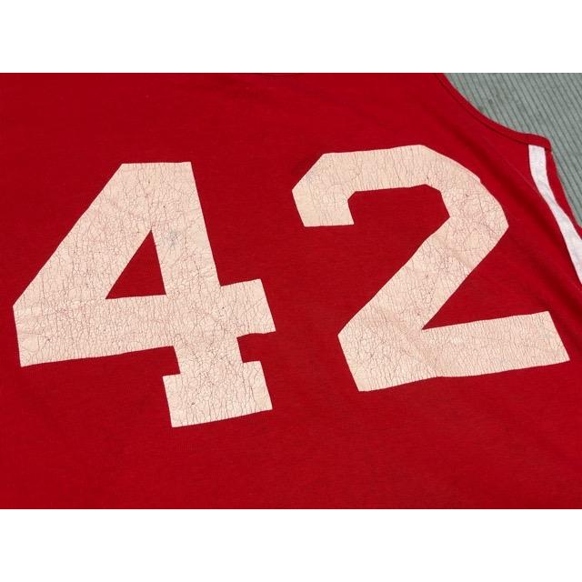 70’s 米国製 バータグ チャンピオン Champion ビンテージ タンクトップ ナンバー ライン レッド L [la-1915] | Champion | 06