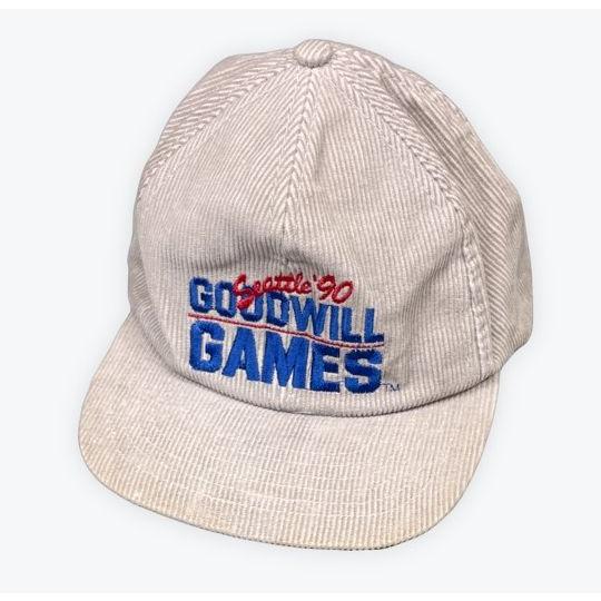 90's トラッカーキャップ 帽子 グッドウィルゲームズ Seattle '90 GOODWILL GAMES グレー コーデュロイ スナップバック [la-1928] | VINTAGE