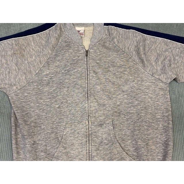 80’s 米国製 バセットウォーカー BASSETT WALKER BW ビンテージ スウェット フルジップ YKK片爪ジップ 紺ライン 杢 グレー XL [la-1940] | BASSETT WALKER | 01