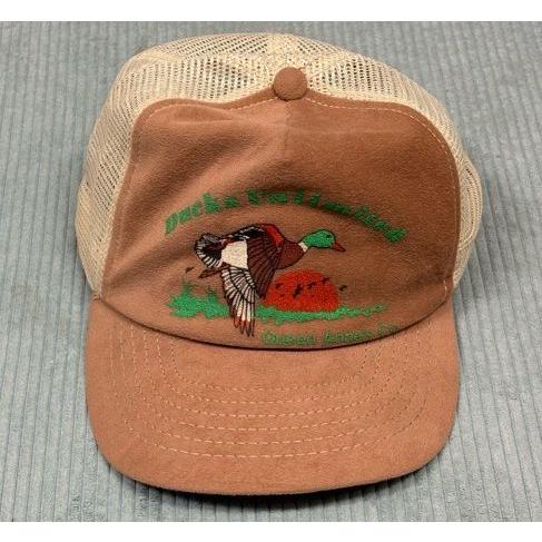 80's 米国製 メッシュ トラッカーキャップ 帽子 Ducks Unlimited ダックス・アンリミテッド スナップバック ブラウン [la-1949] | VINTAGE | 02