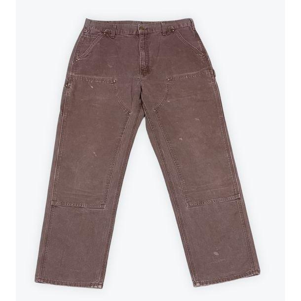 メキシコ製 2010 カーハート Carhartt ペインターパンツ ダブルニー ダック フェード DKB ダークブラウン 表記35x32 W88L79 [lt-0001] | Carhartt