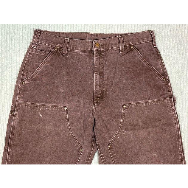 メキシコ製 2010 カーハート Carhartt ペインターパンツ ダブルニー ダック フェード DKB ダークブラウン 表記35x32 W88L79 [lt-0001] | Carhartt | 01