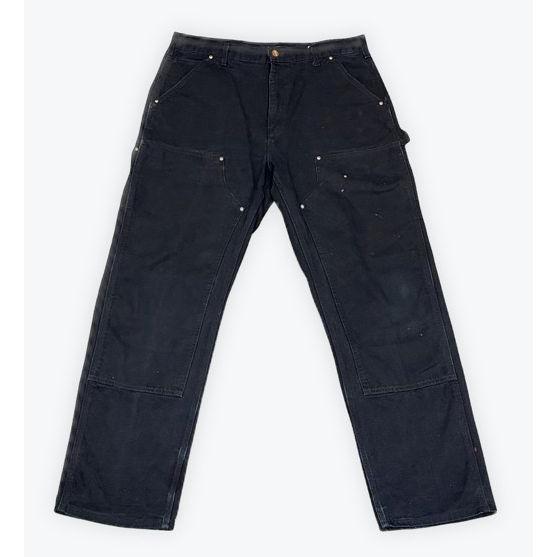 00's カーハート Carhartt ペインターパンツ ダブルニー ダック フェード ペンキ BLK ブラック 黒 実寸W90L83 [lt-0003] | Carhartt