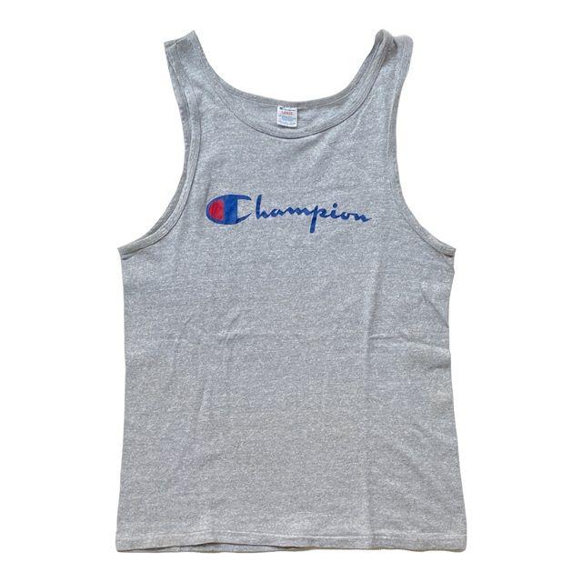 80’s 米国製 MADE IN USA チャンピオン Champion タンクトップ スクリプトロゴ 88/12 グレー サイズL [ta-0453] | Champion
