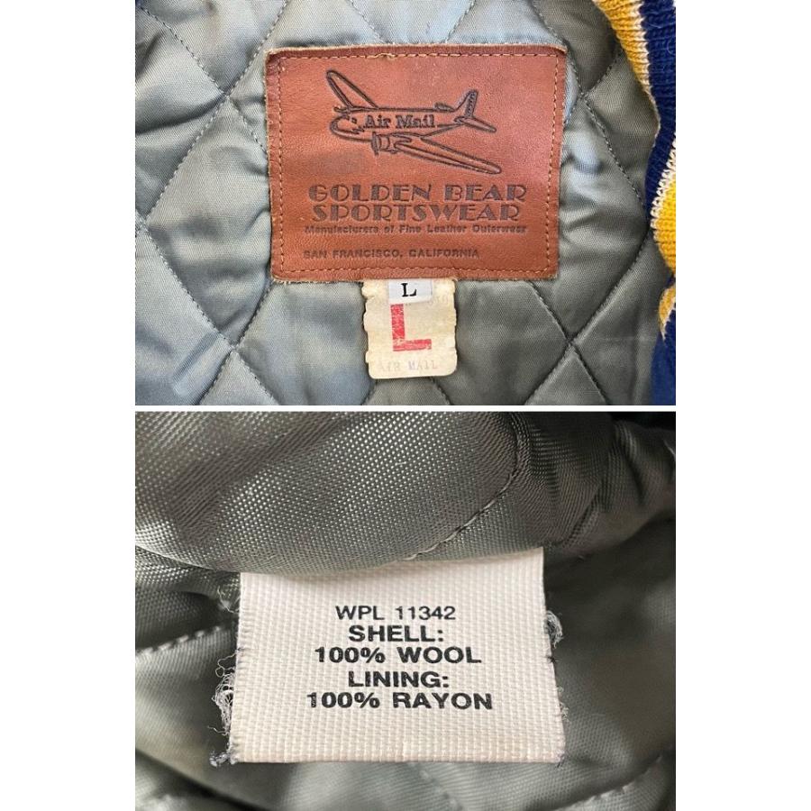 Golden Bear 80's 飛行機 Air mail 革タグ 米国製 ゴールデン