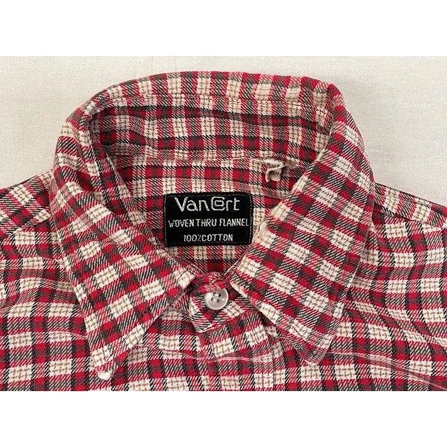 ド渋 好配色 70s Van Cort プリント ネルシャツ XL 70's ルーマニア製 VanCort ビンテージ ライトネルシャツ チェック