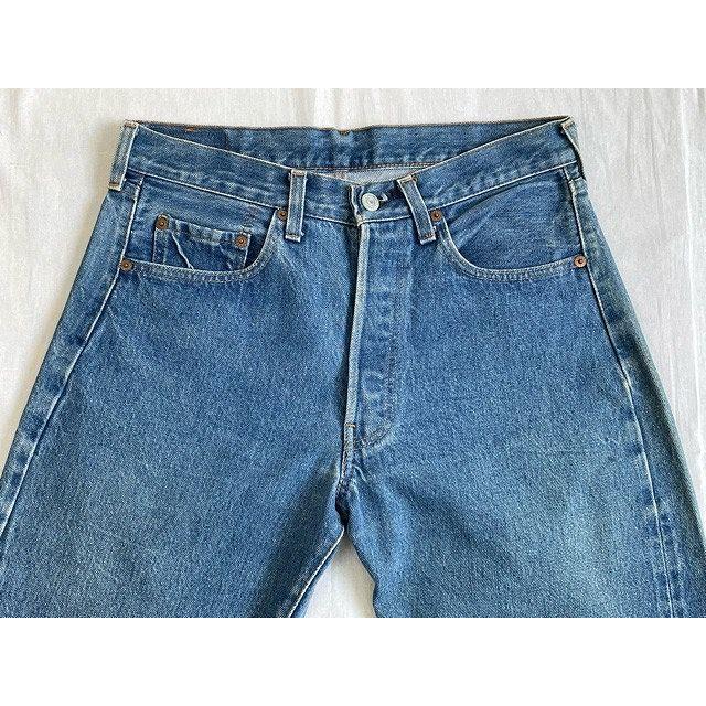 80's 米国製 リーバイス LEVI'S 501 1501 0117 レッドライン 赤耳 裾チェーンステッチ  表記W31L38 実寸W78L88cm [ta-0854]｜highground｜02