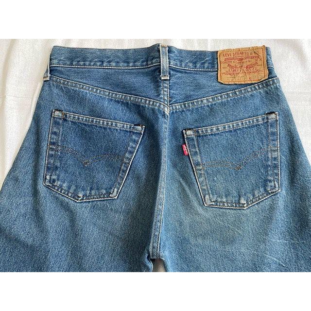 80's 米国製 リーバイス LEVI'S 501 1501 0117 レッドライン 赤耳 裾チェーンステッチ  表記W31L38 実寸W78L88cm [ta-0854]｜highground｜07