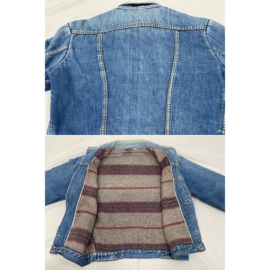 ビンテージ 70's 米国製 MADE IN USA ラングラー Wrangler 20MJL デニムジャケット ブランケット ダメージ サイズ38 [ta-0558]｜highground｜09